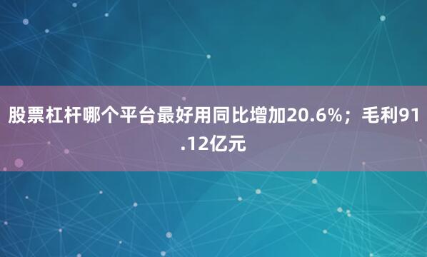 股票杠杆哪个平台最好用同比增加20.6%；毛利91.12亿元
